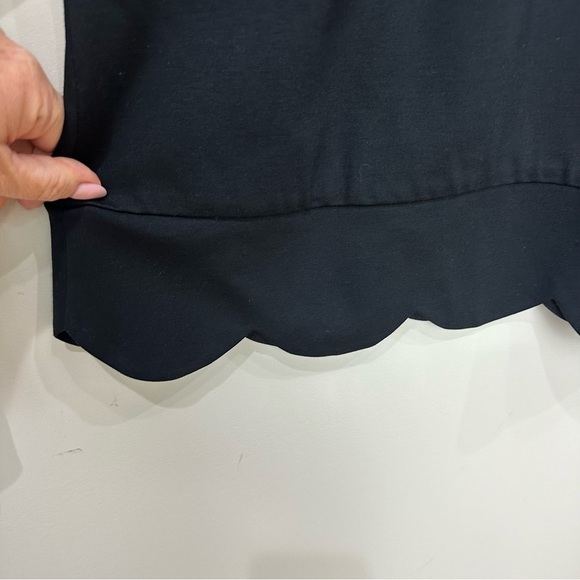 Kate Spade Ponte Scallop Top Black Knit - Picture 5 of 8